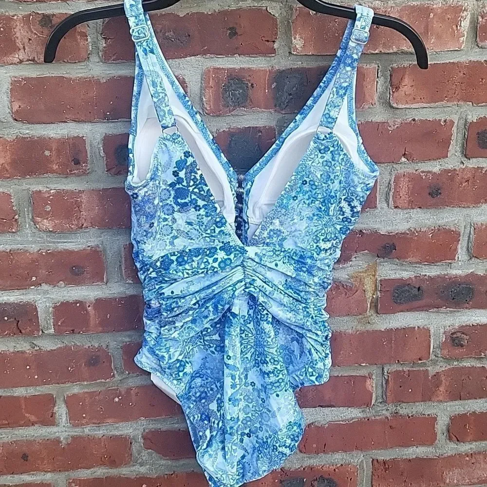 Blue paisley bathing suit